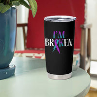 Suicide Prevention Tumbler Cup I'm Ok Broken Teal And Purple Ribbon