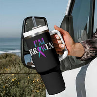 Suicide Prevention Tumbler With Handle I'm Ok Broken Teal And Purple Ribbon