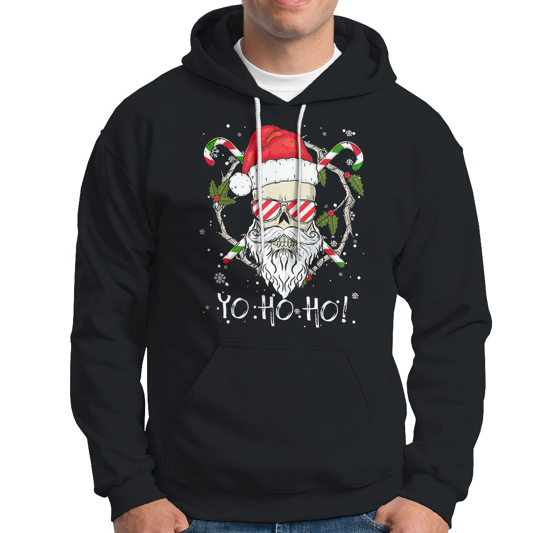 Christmas Hoodie Skull Santa Beard Sunglass Candy Cane - Wonder Print Shop