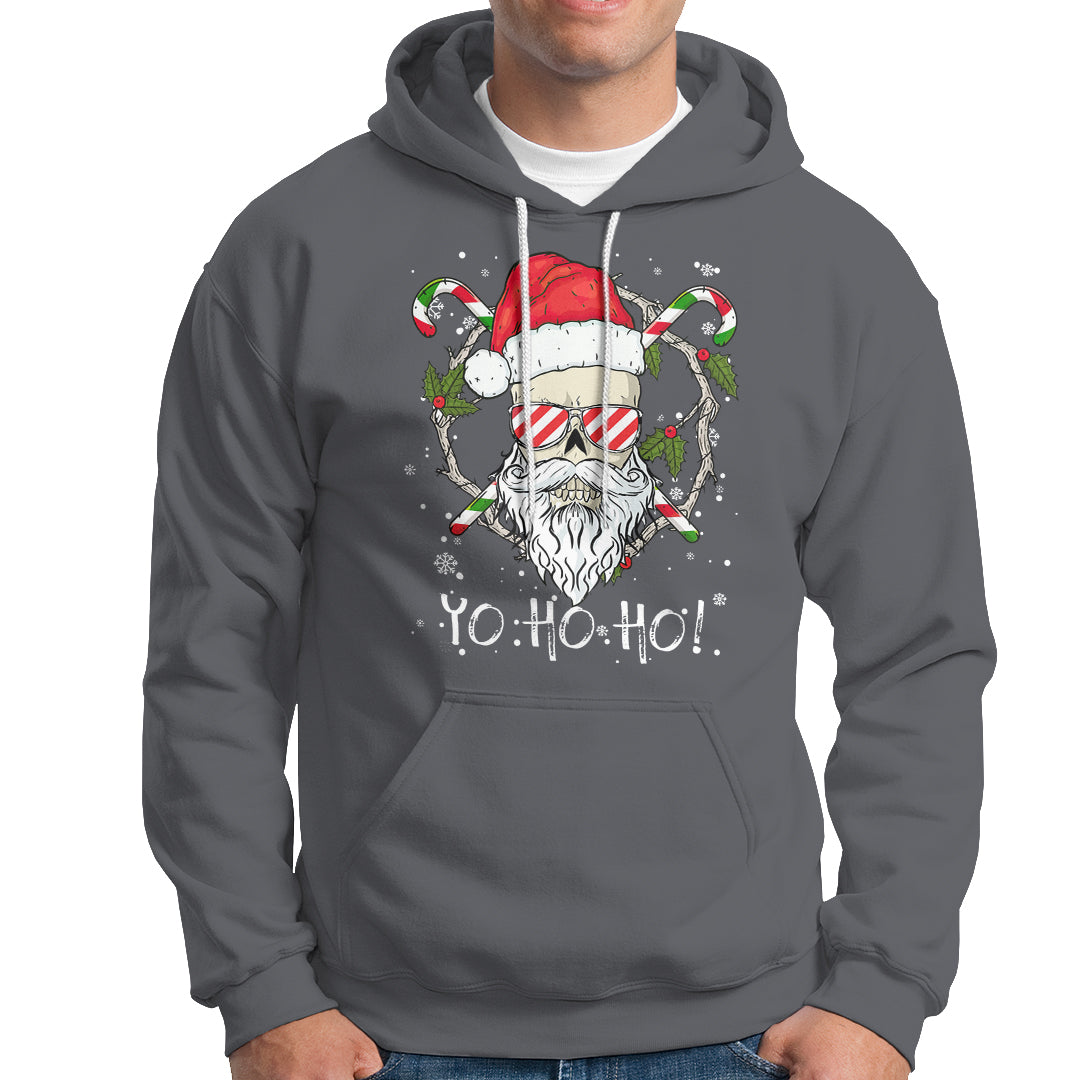 Christmas Hoodie Skull Santa Beard Sunglass Candy Cane - Wonder Print Shop