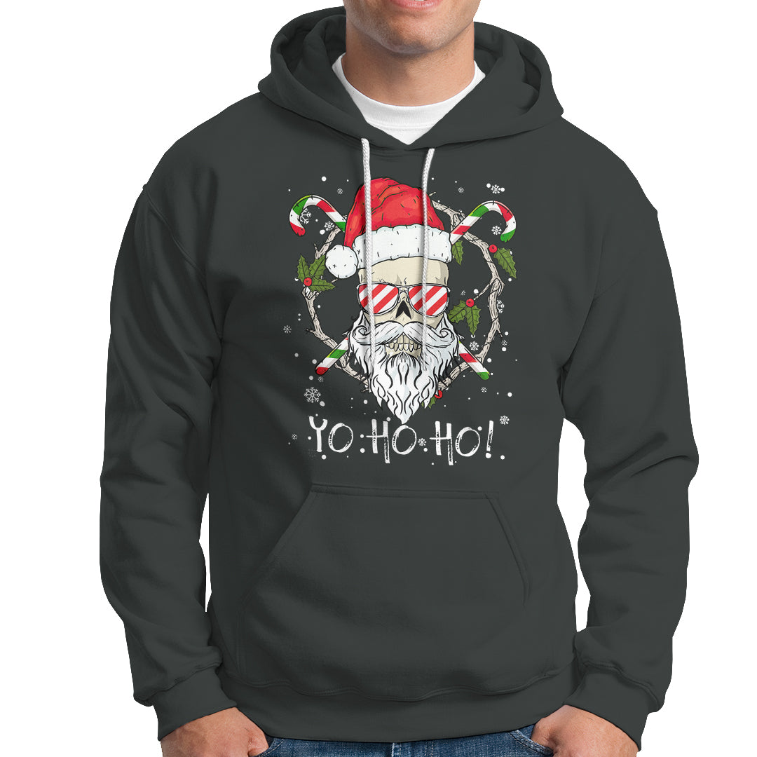Christmas Hoodie Skull Santa Beard Sunglass Candy Cane - Wonder Print Shop