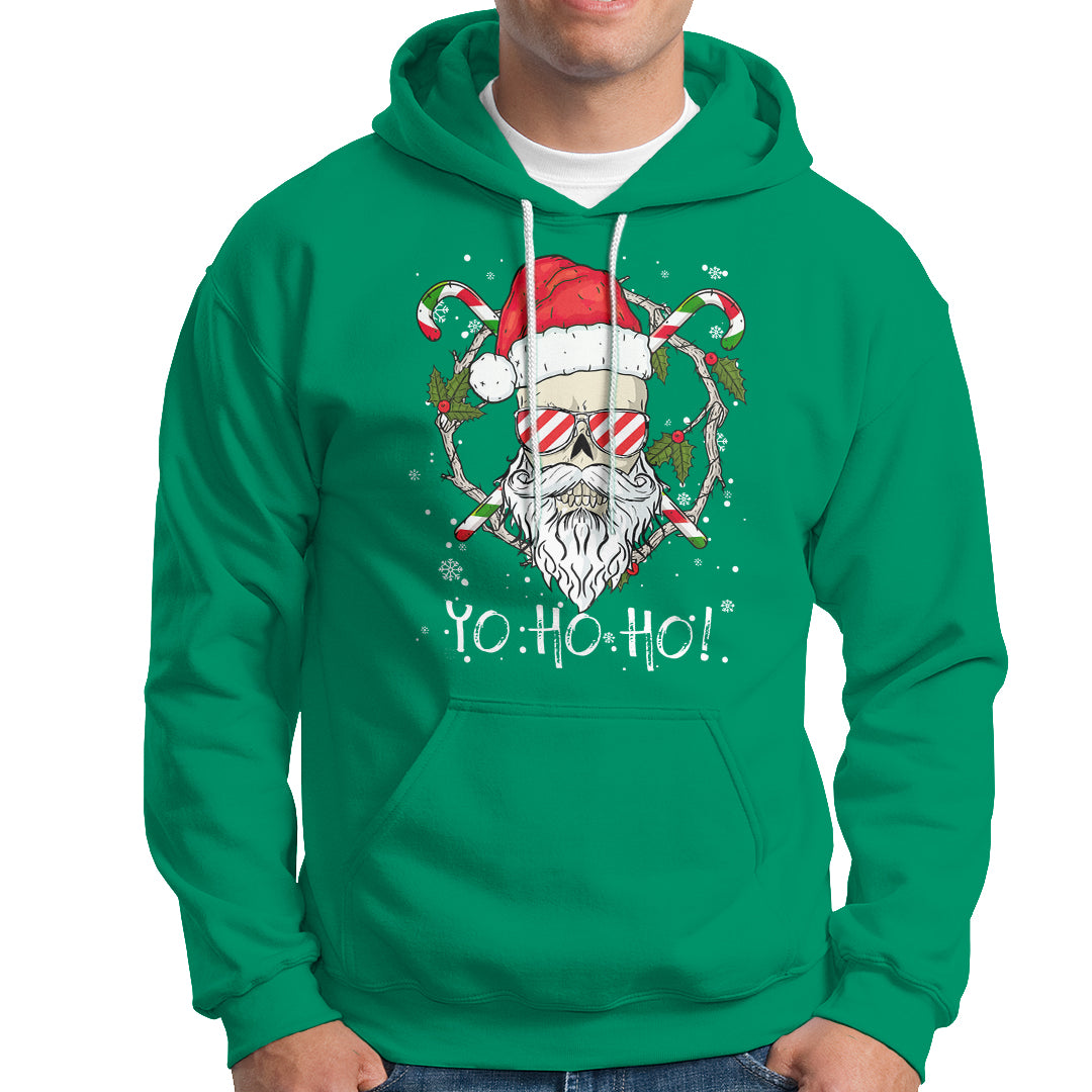 Christmas Hoodie Skull Santa Beard Sunglass Candy Cane - Wonder Print Shop