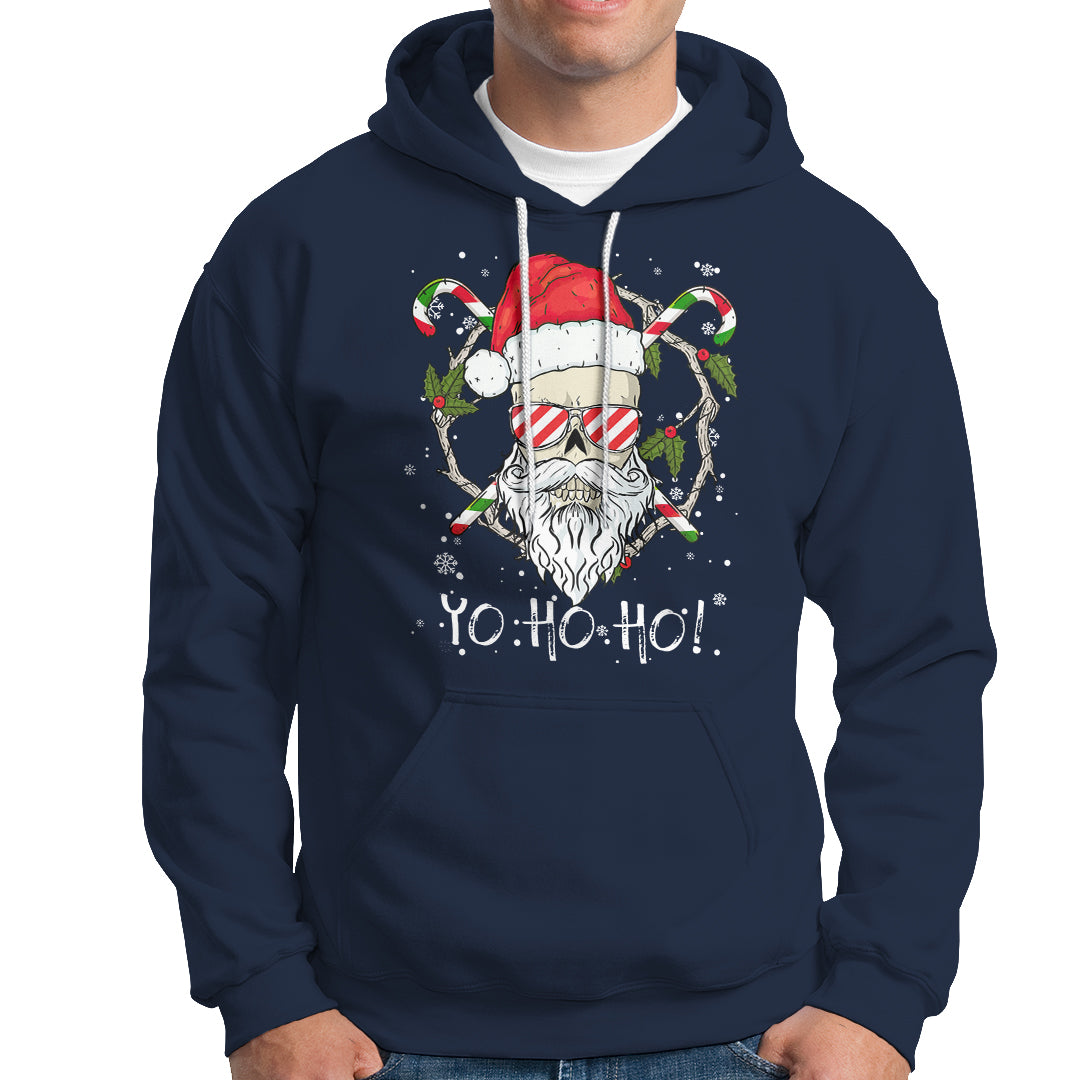 Christmas Hoodie Skull Santa Beard Sunglass Candy Cane - Wonder Print Shop