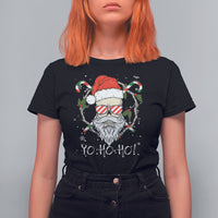 Christmas T Shirt For Women Skull Santa Beard Sunglass Candy Cane - Wonder Print Shop