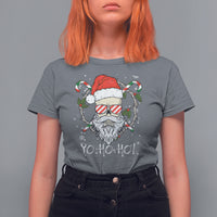 Christmas T Shirt For Women Skull Santa Beard Sunglass Candy Cane - Wonder Print Shop