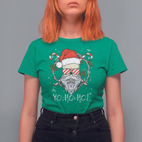 Christmas T Shirt For Women Skull Santa Beard Sunglass Candy Cane - Wonder Print Shop