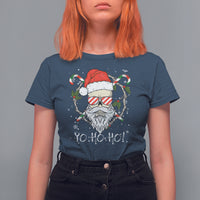 Christmas T Shirt For Women Skull Santa Beard Sunglass Candy Cane - Wonder Print Shop