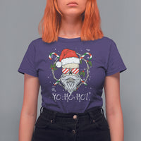 Christmas T Shirt For Women Skull Santa Beard Sunglass Candy Cane - Wonder Print Shop