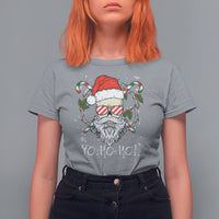 Christmas T Shirt For Women Skull Santa Beard Sunglass Candy Cane - Wonder Print Shop
