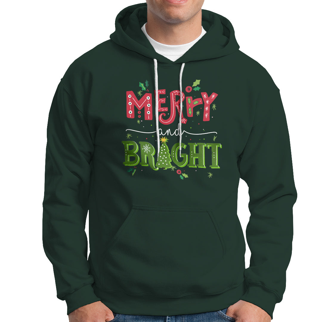 Merry And Bright Christmas Tree Xmas Holiday Hoodie - Wonder Print Shop