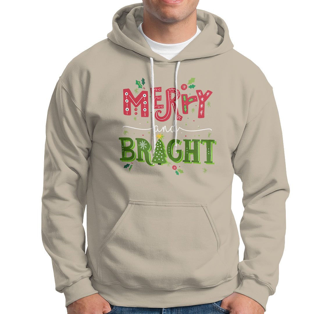 Merry And Bright Christmas Tree Xmas Holiday Hoodie - Wonder Print Shop