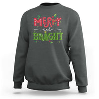 Merry And Bright Christmas Tree Xmas Holiday Sweatshirt - Wonder Print Shop