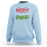 Merry And Bright Christmas Tree Xmas Holiday Sweatshirt - Wonder Print Shop