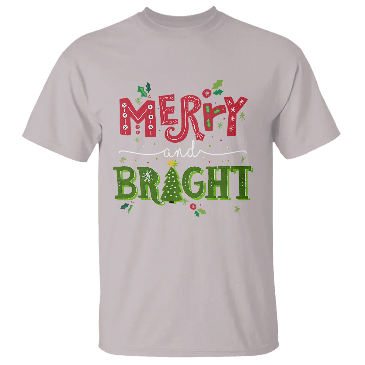 Merry And Bright Christmas Tree Xmas Holiday T Shirt - Wonder Print Shop