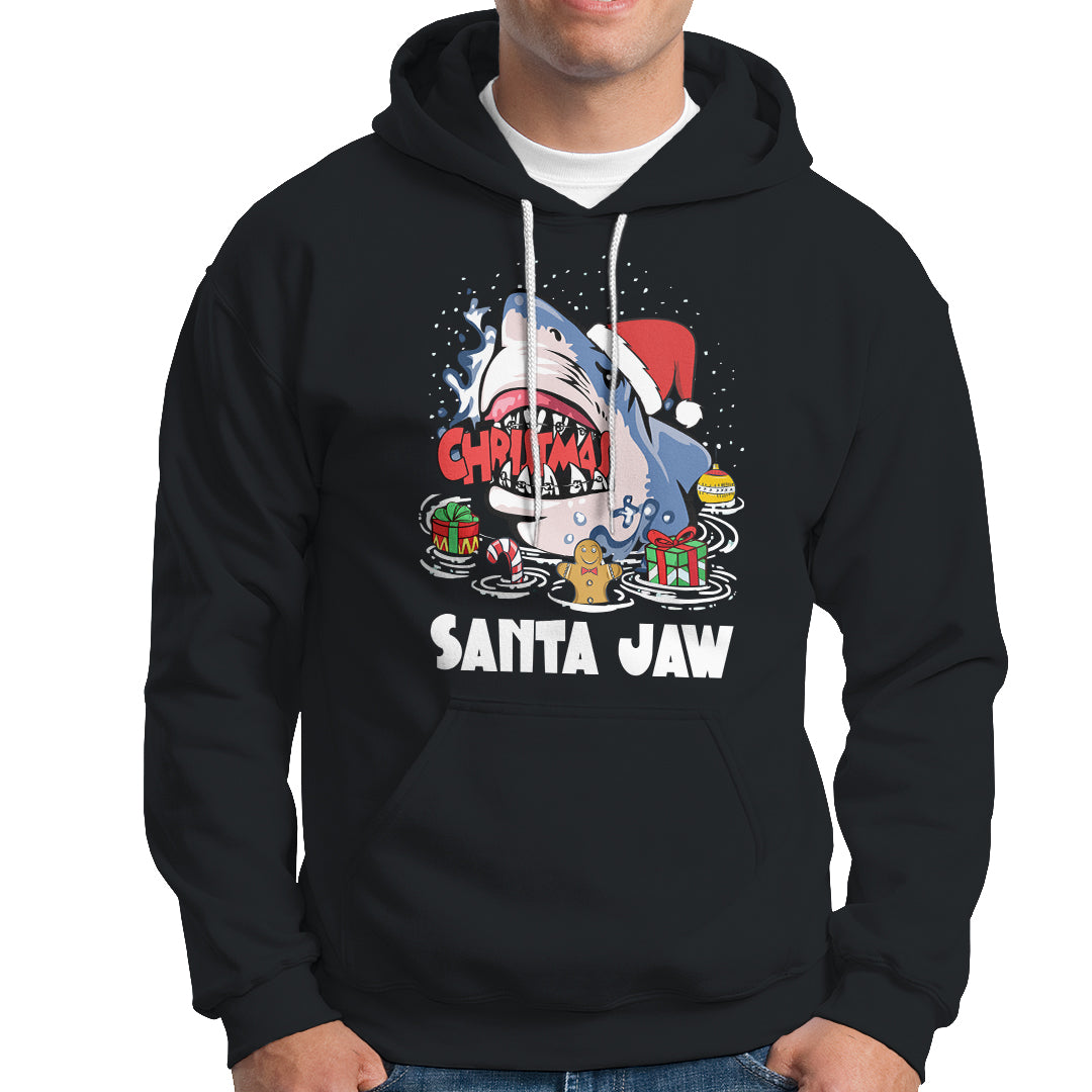 Santa Jaws Shark Christmas At The Beach Hoodie - Wonder Print Shop