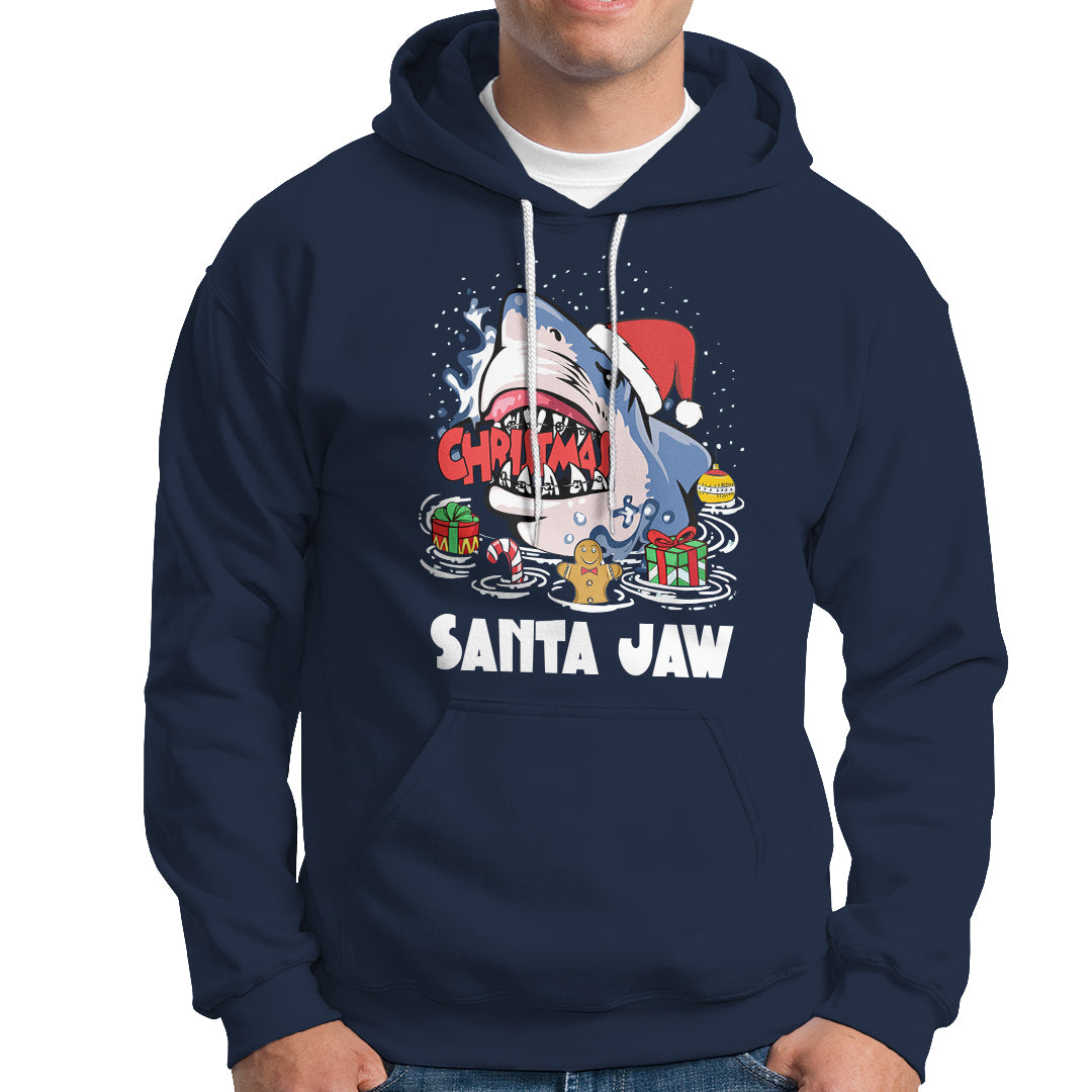 Santa Jaws Shark Christmas At The Beach Hoodie - Wonder Print Shop