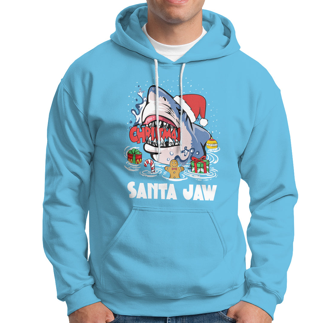Santa Jaws Shark Christmas At The Beach Hoodie - Wonder Print Shop