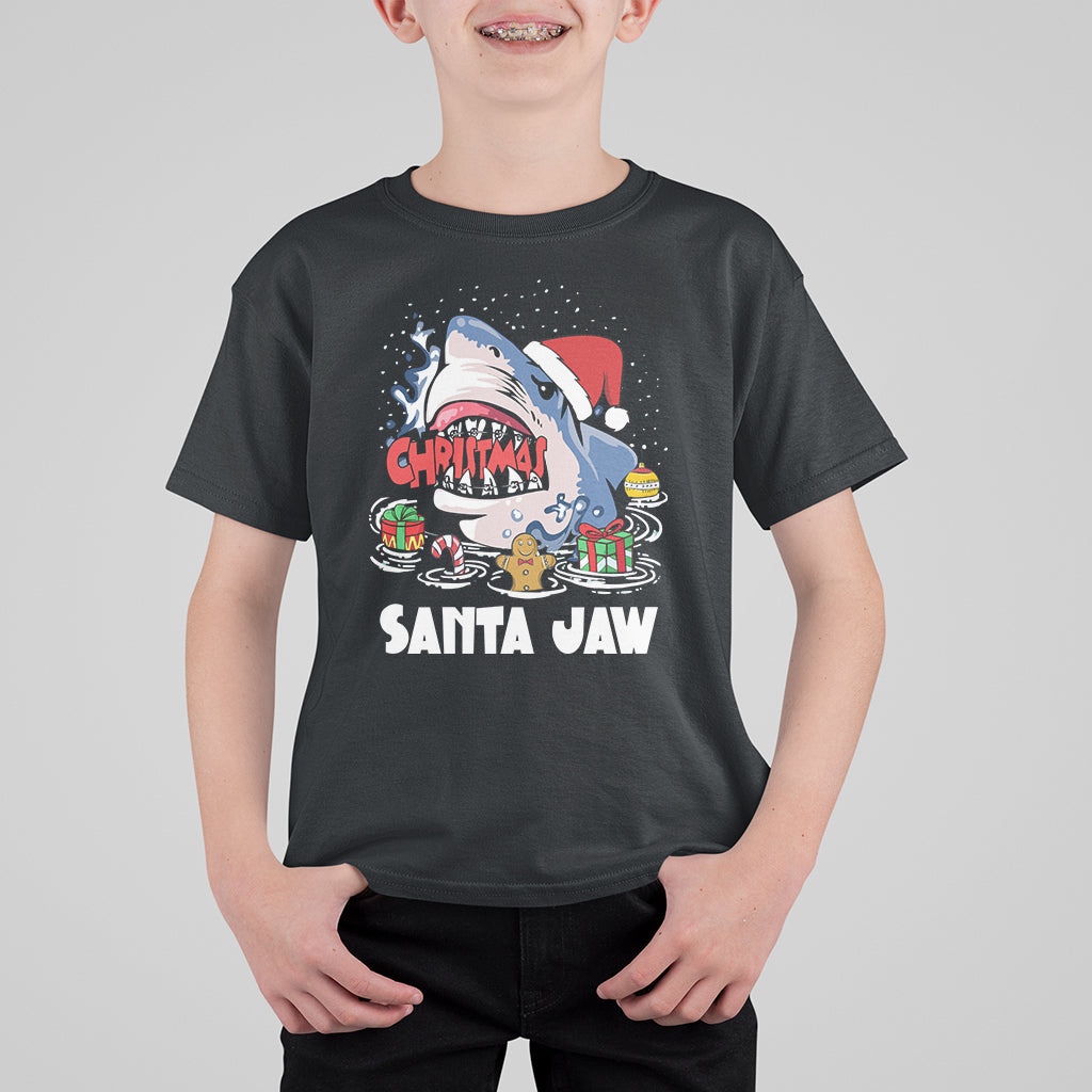 Santa Jaws Shark Christmas At The Beach T Shirt For Kid - Wonder Print Shop
