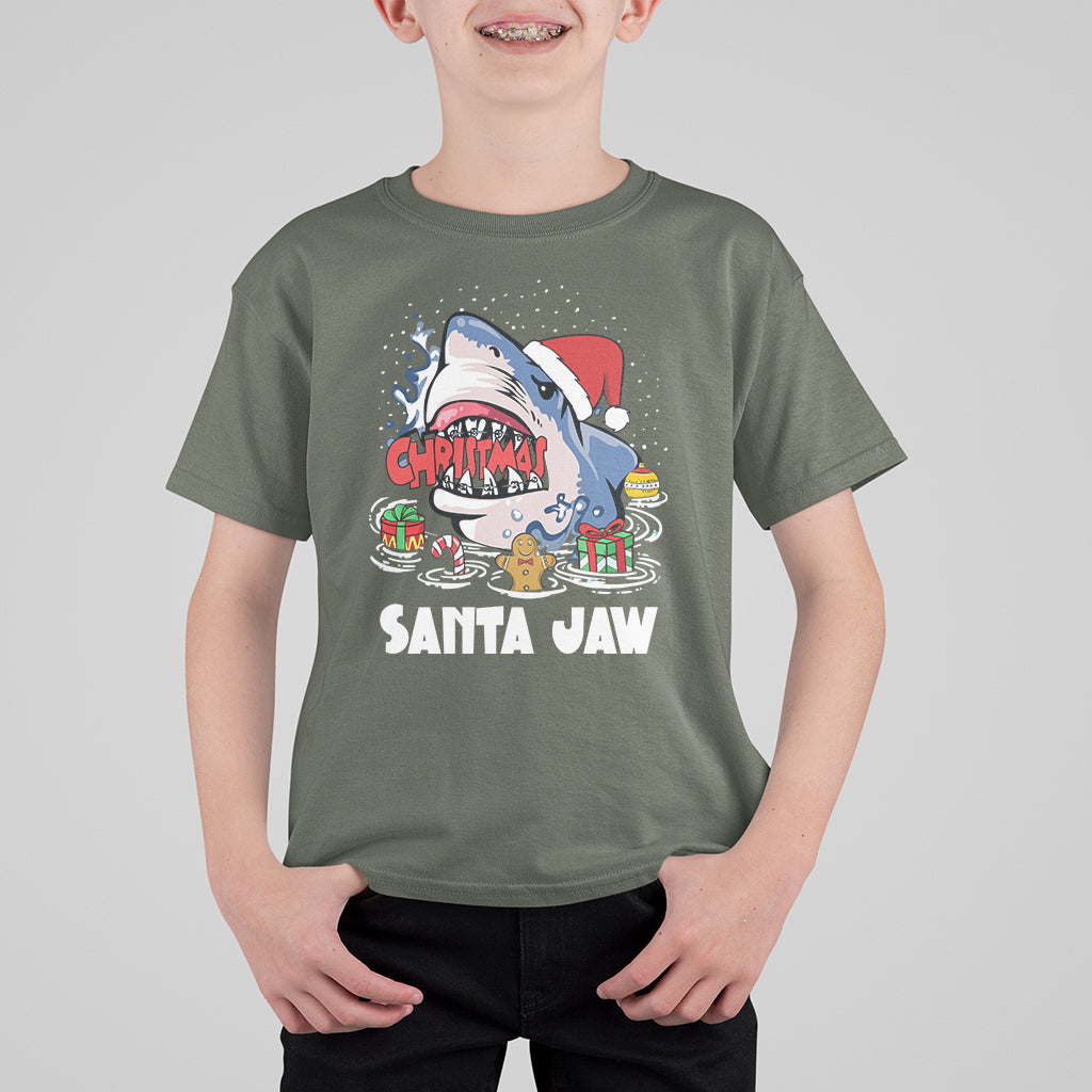 Santa Jaws Shark Christmas At The Beach T Shirt For Kid - Wonder Print Shop
