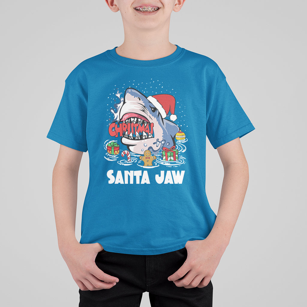 Santa Jaws Shark Christmas At The Beach T Shirt For Kid - Wonder Print Shop