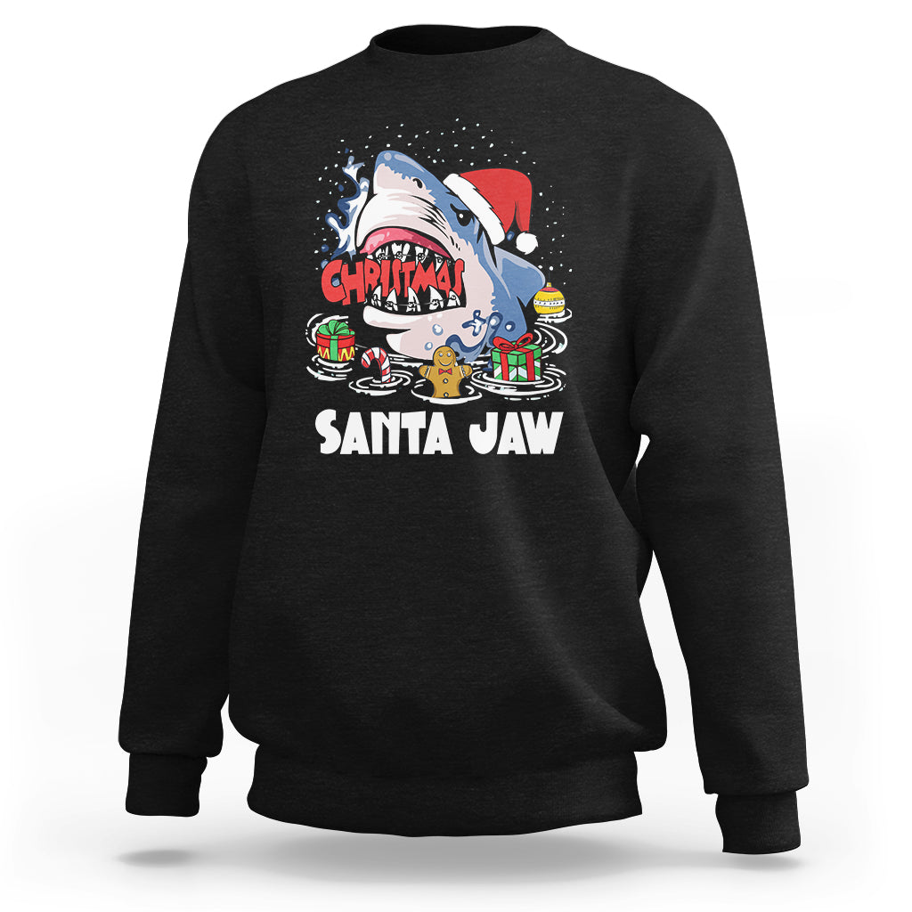 Santa Jaws Shark Christmas At The Beach Sweatshirt - Wonder Print Shop
