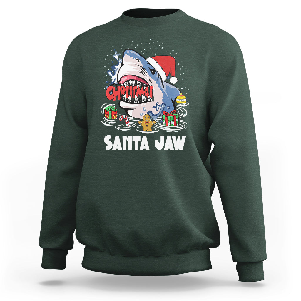 Santa Jaws Shark Christmas At The Beach Sweatshirt - Wonder Print Shop