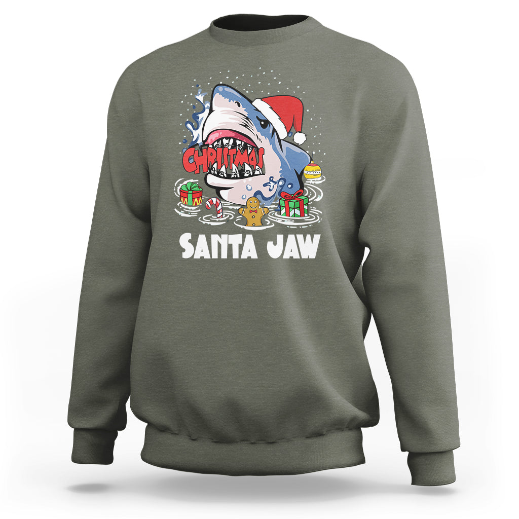 Santa Jaws Shark Christmas At The Beach Sweatshirt - Wonder Print Shop