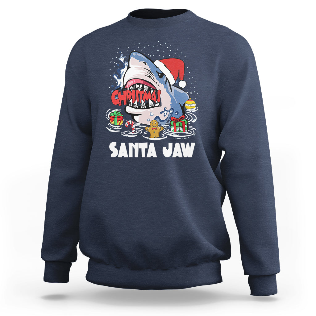 Santa Jaws Shark Christmas At The Beach Sweatshirt - Wonder Print Shop