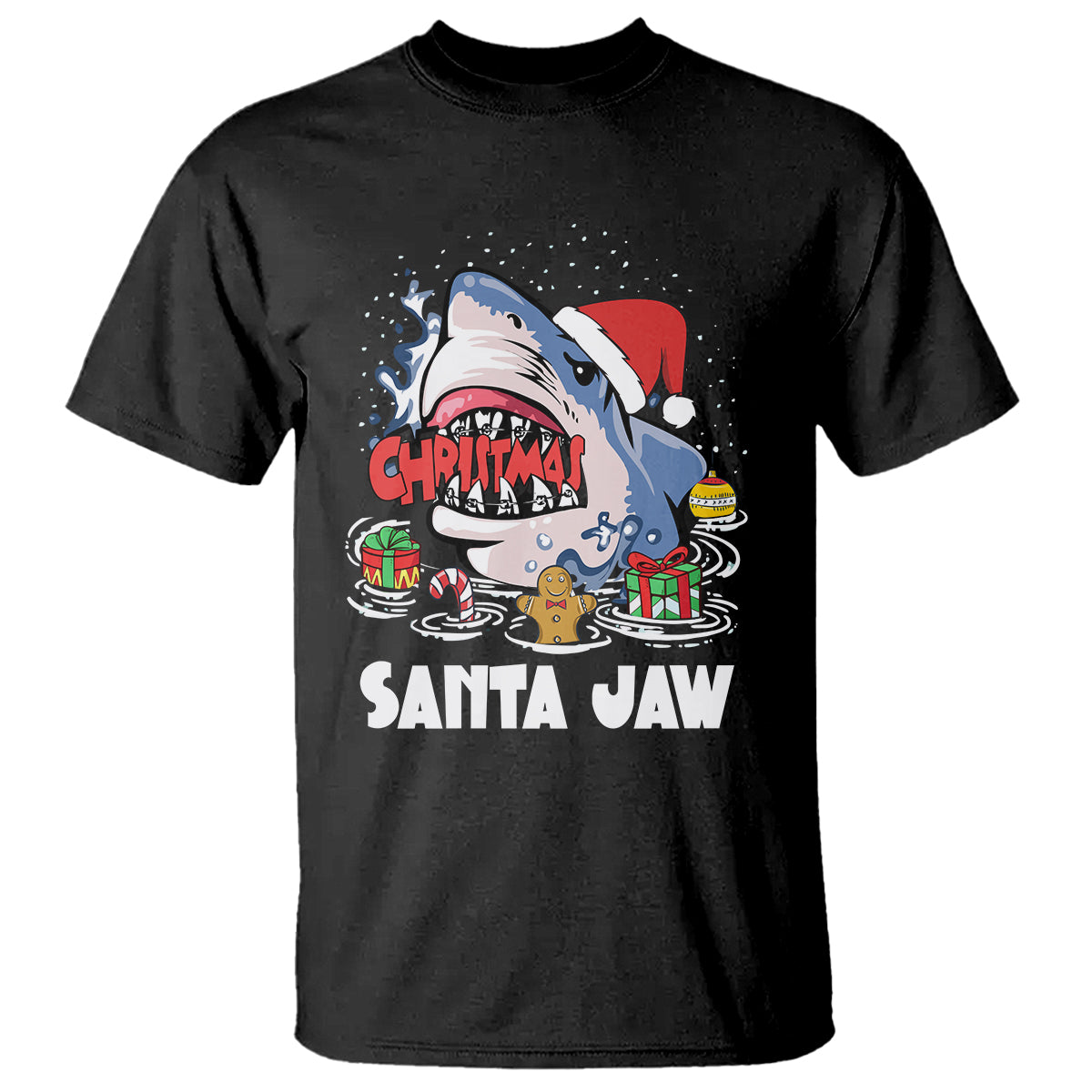 Santa Jaws Shark Christmas At The Beach T Shirt - Wonder Print Shop