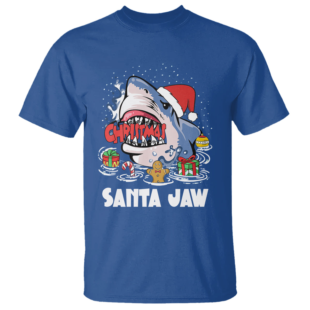 Santa Jaws Shark Christmas At The Beach T Shirt - Wonder Print Shop