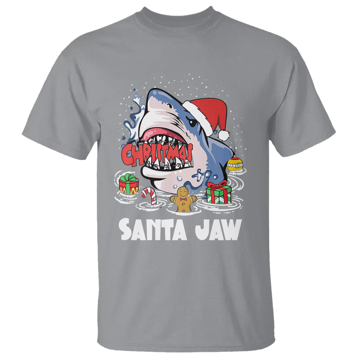 Santa Jaws Shark Christmas At The Beach T Shirt - Wonder Print Shop