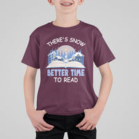 Christmas T Shirt For Kid There's Snow Better Time To Read Winter Book Lover - Wonder Print Shop