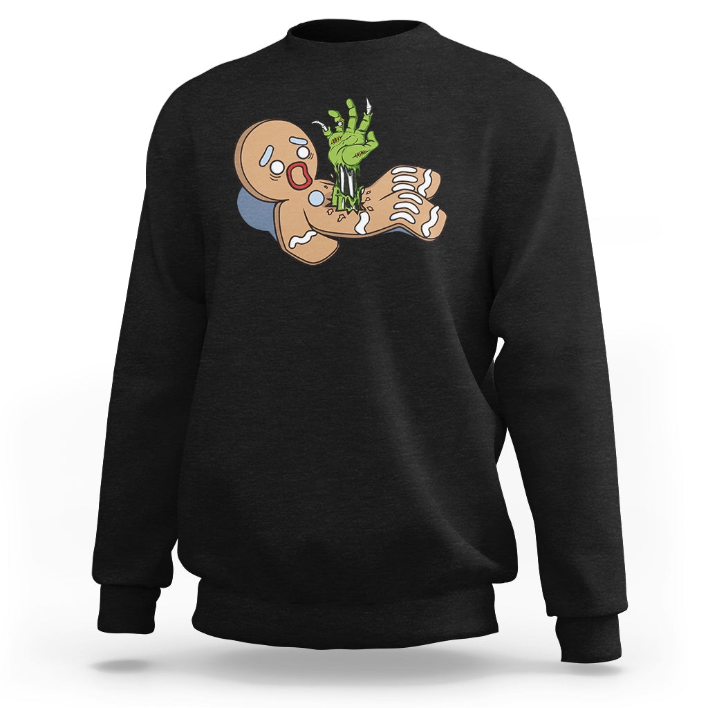 Scary Zombie Gingerbread Krampus Christmas Broken Cookie Sweatshirt - Wonder Print Shop