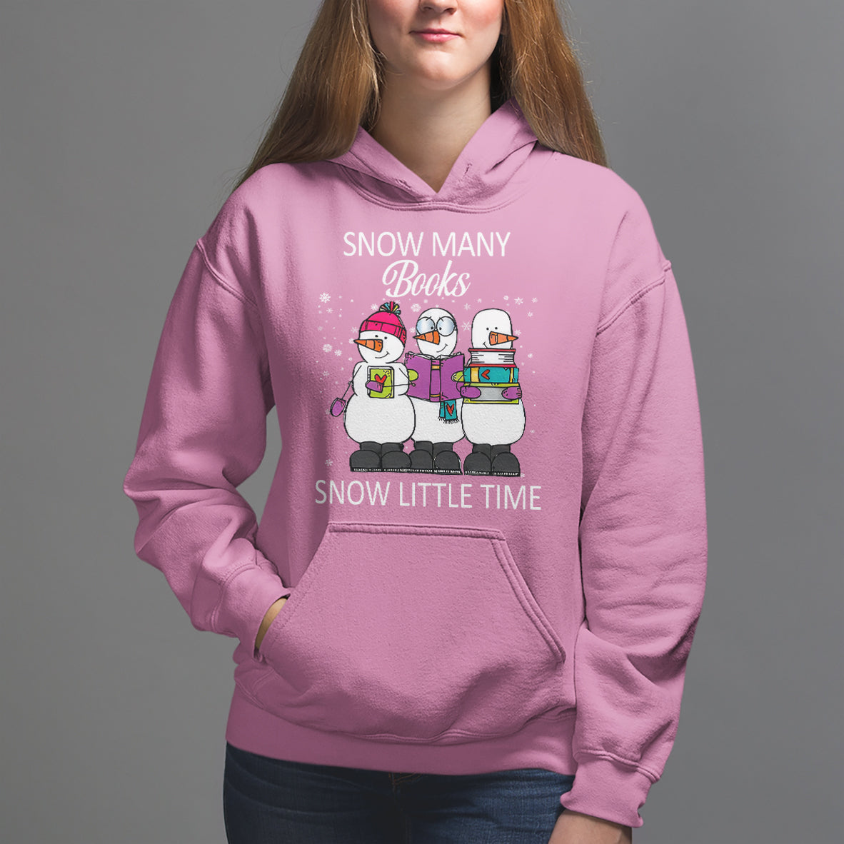Christmas Hoodie Snow Many Books Snow Little Time Winter Bookworm - Wonder Print Shop
