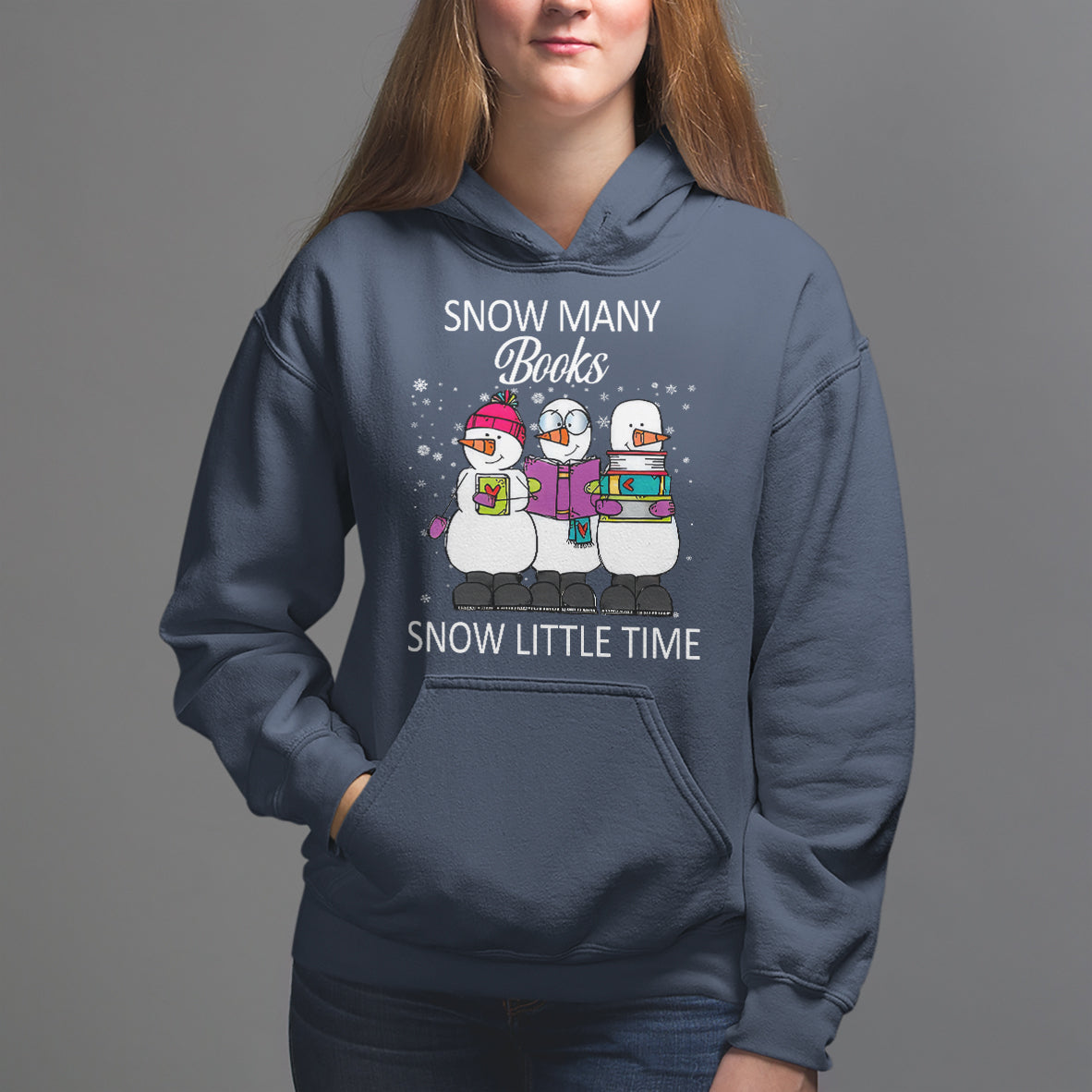 Christmas Hoodie Snow Many Books Snow Little Time Winter Bookworm - Wonder Print Shop