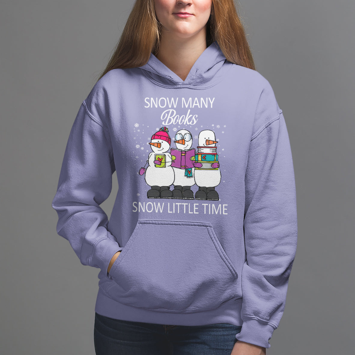 Christmas Hoodie Snow Many Books Snow Little Time Winter Bookworm - Wonder Print Shop