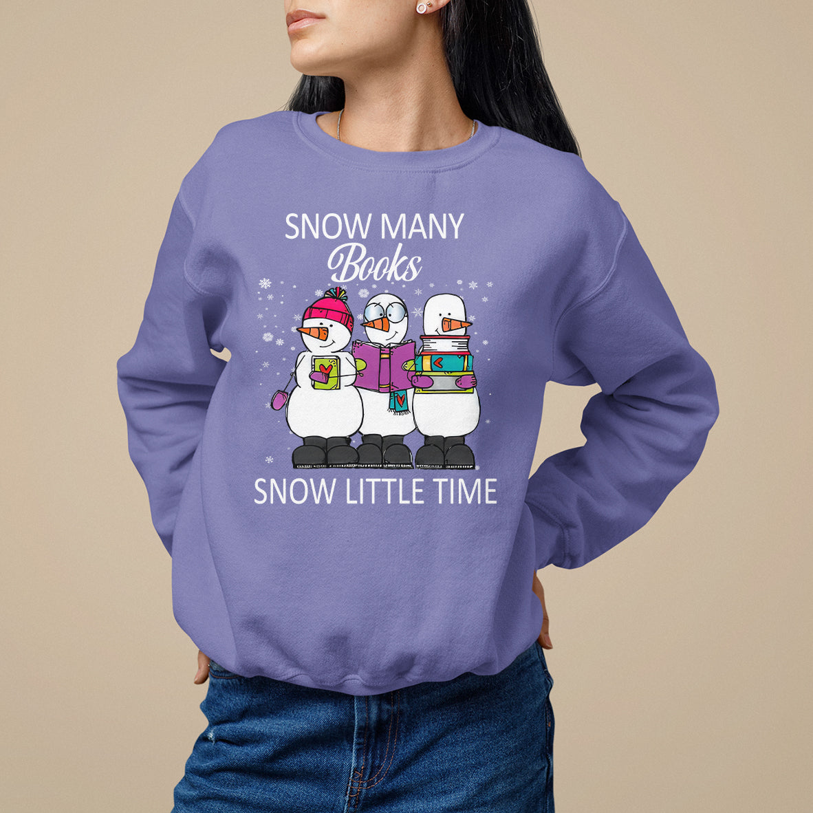 Christmas Sweatshirt Snow Many Books Snow Little Time Winter Bookworm - Wonder Print Shop