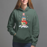 Christmas Hoodie Snowman Library Book Stack Winter Librarian - Wonder Print Shop