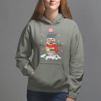 Christmas Hoodie Snowman Library Book Stack Winter Librarian - Wonder Print Shop
