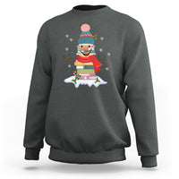 Christmas Sweatshirt Snowman Library Book Stack Winter Librarian - Wonder Print Shop