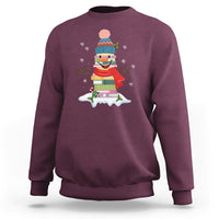 Christmas Sweatshirt Snowman Library Book Stack Winter Librarian - Wonder Print Shop