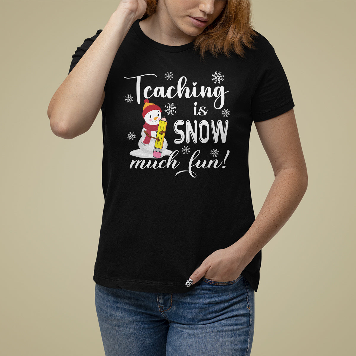 Christmas T Shirt For Women Teaching Is Snow Much Fun Winter Teacher - Wonder Print Shop