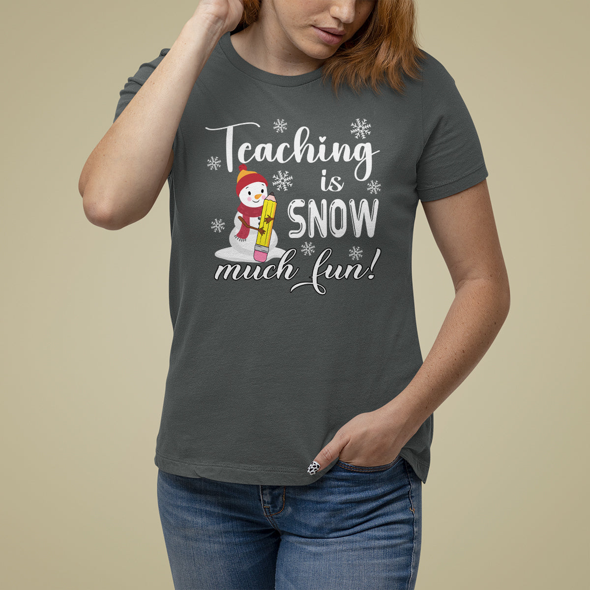 Christmas T Shirt For Women Teaching Is Snow Much Fun Winter Teacher - Wonder Print Shop