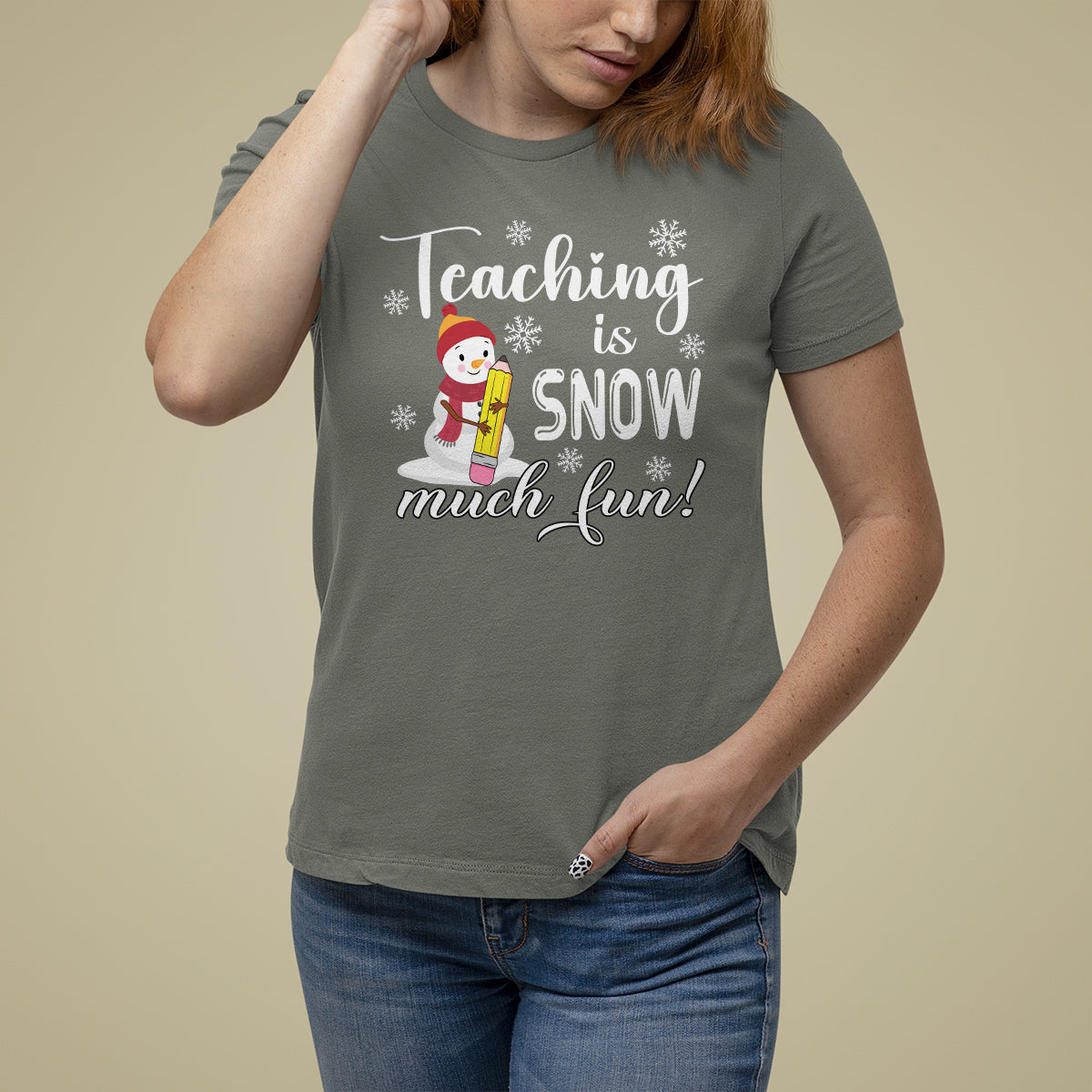 Christmas T Shirt For Women Teaching Is Snow Much Fun Winter Teacher - Wonder Print Shop