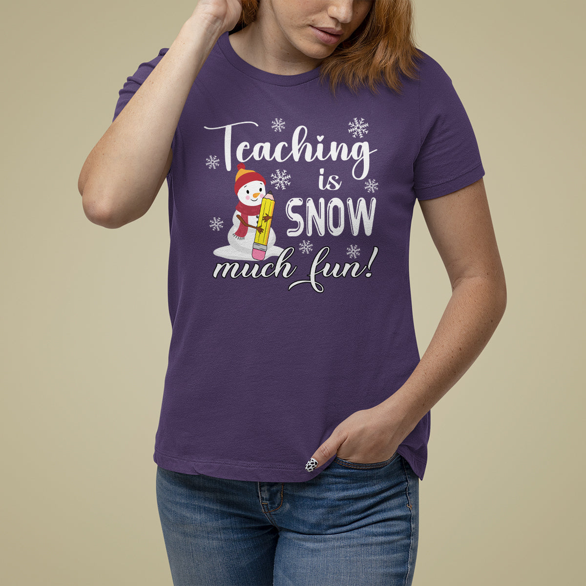 Christmas T Shirt For Women Teaching Is Snow Much Fun Winter Teacher - Wonder Print Shop