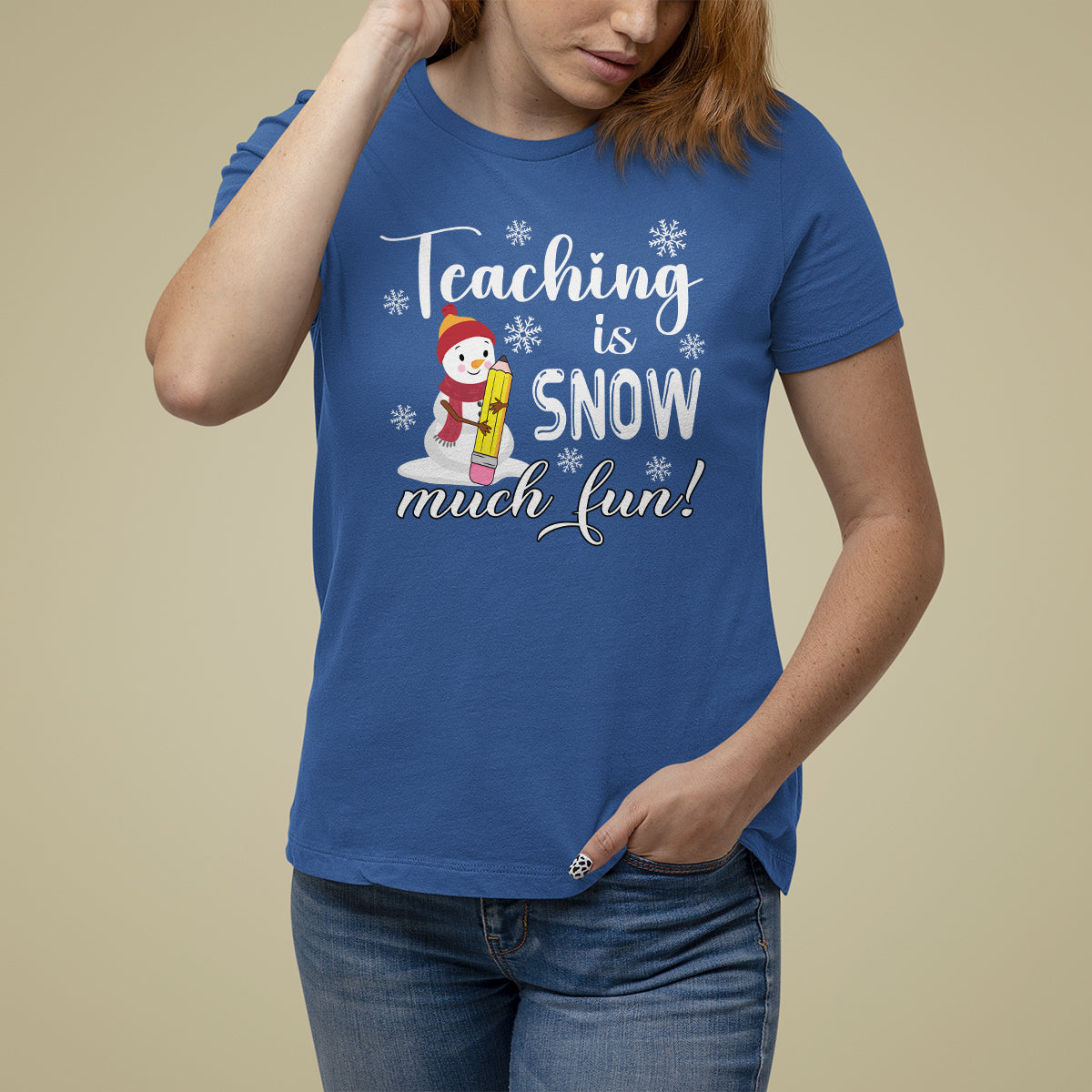Christmas T Shirt For Women Teaching Is Snow Much Fun Winter Teacher - Wonder Print Shop