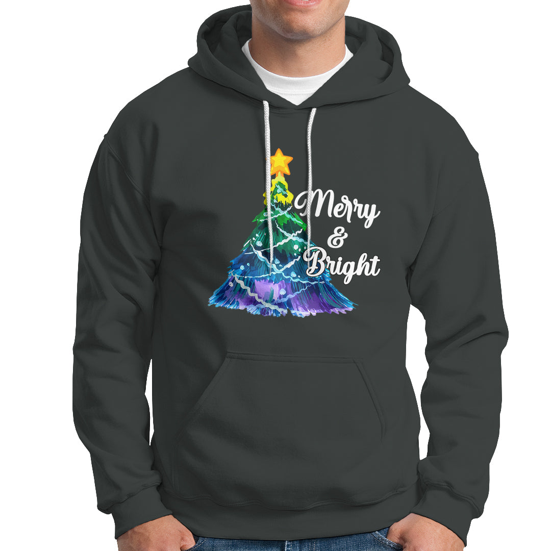 Merry And Bright Colorful Christmas Tree Xmas Holiday Hoodie - Wonder Print Shop