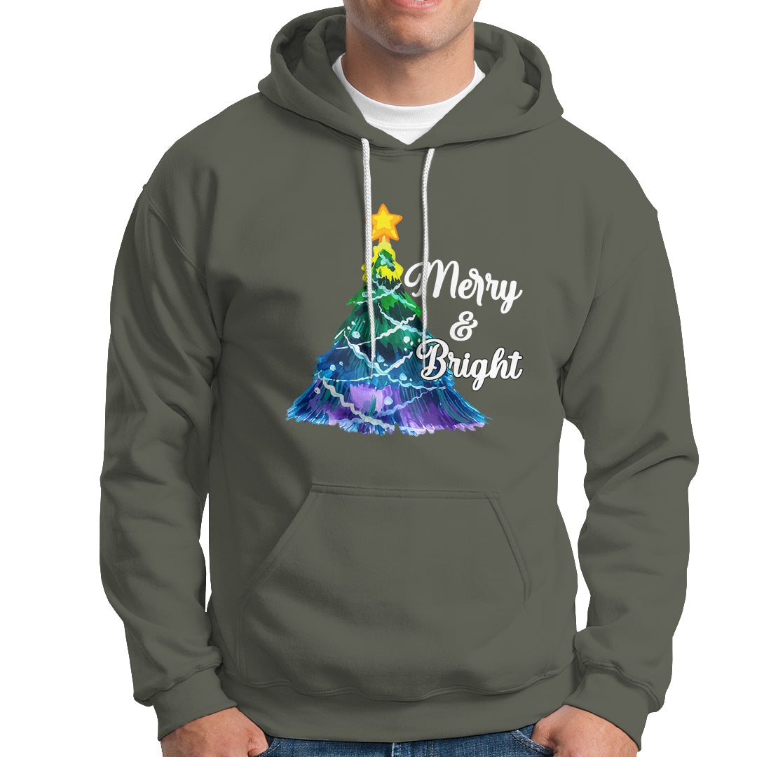 Merry And Bright Colorful Christmas Tree Xmas Holiday Hoodie - Wonder Print Shop