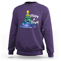 Merry And Bright Colorful Christmas Tree Xmas Holiday Sweatshirt - Wonder Print Shop