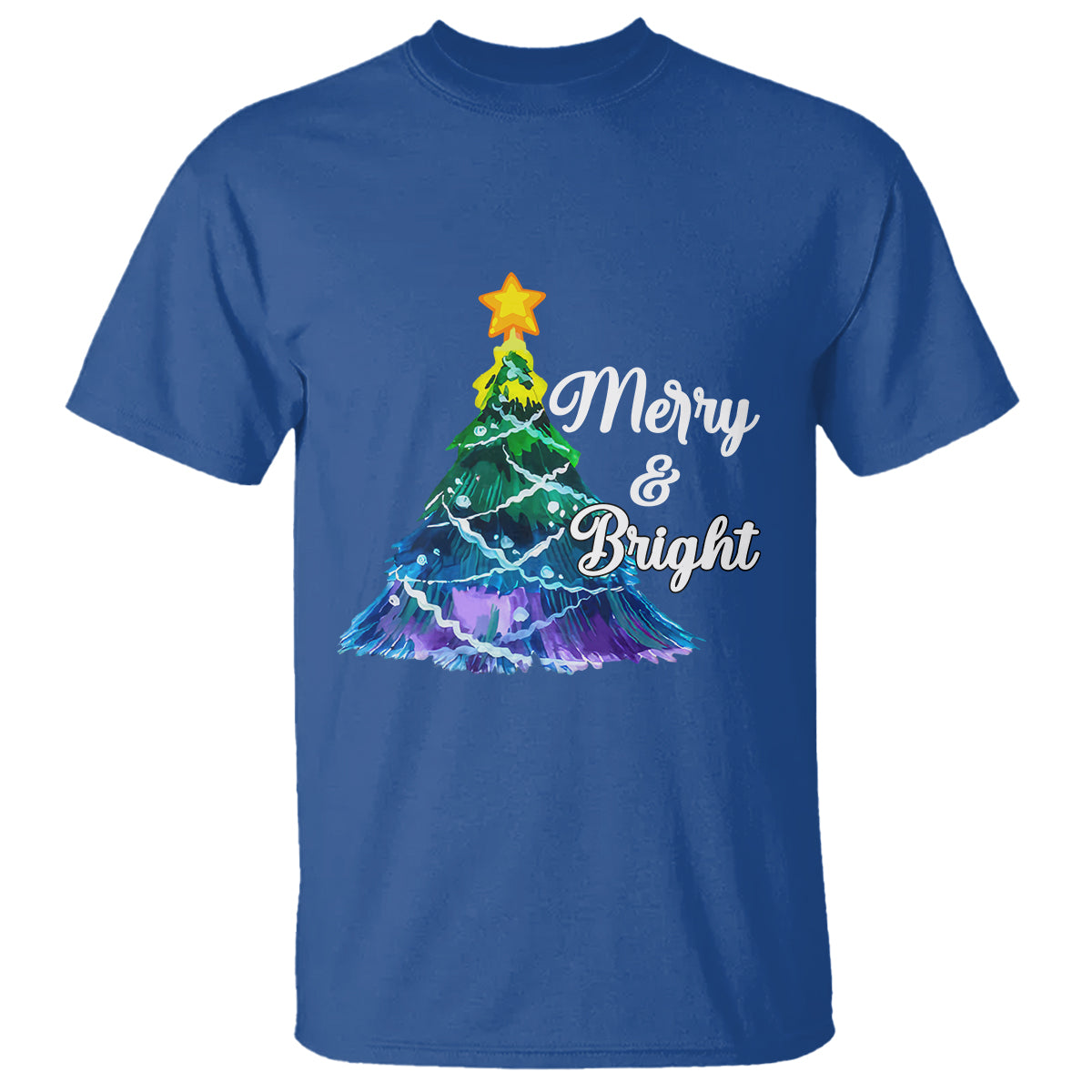 Merry And Bright Colorful Christmas Tree Xmas Holiday T Shirt - Wonder Print Shop